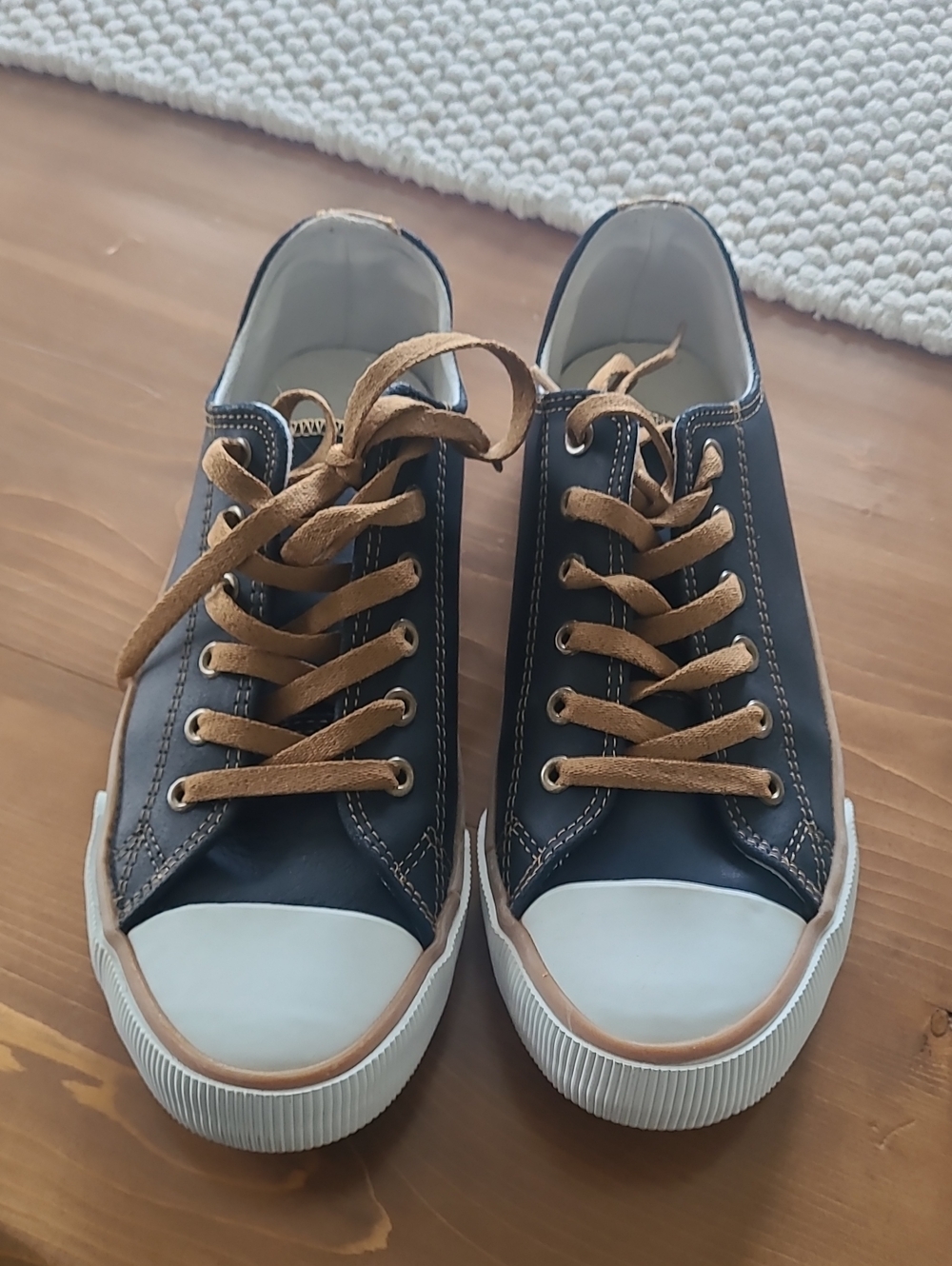 Harley-Davidson Black Leather Sneakers with Tan Laces